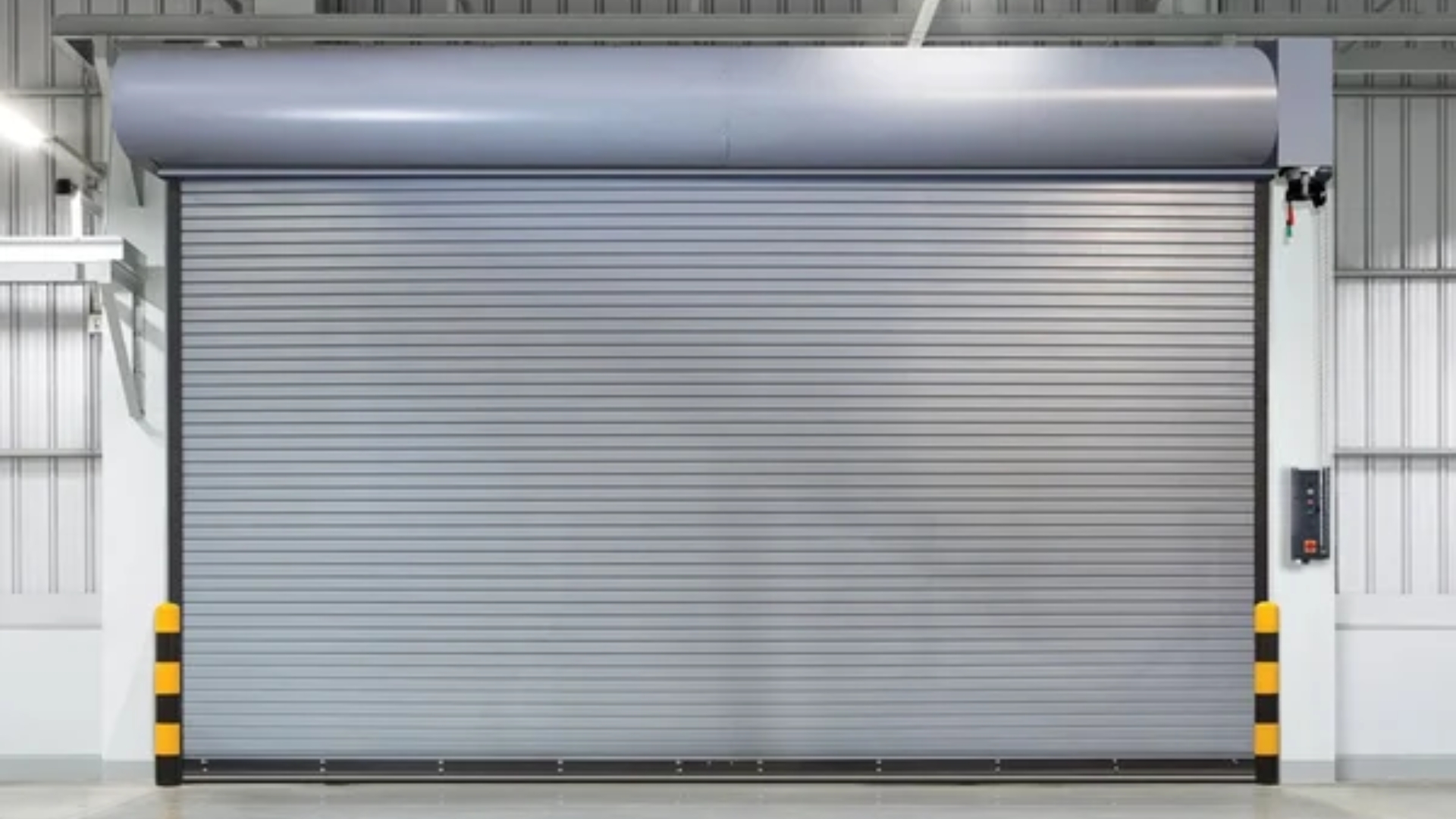 Steel roll up doors in a commercial building