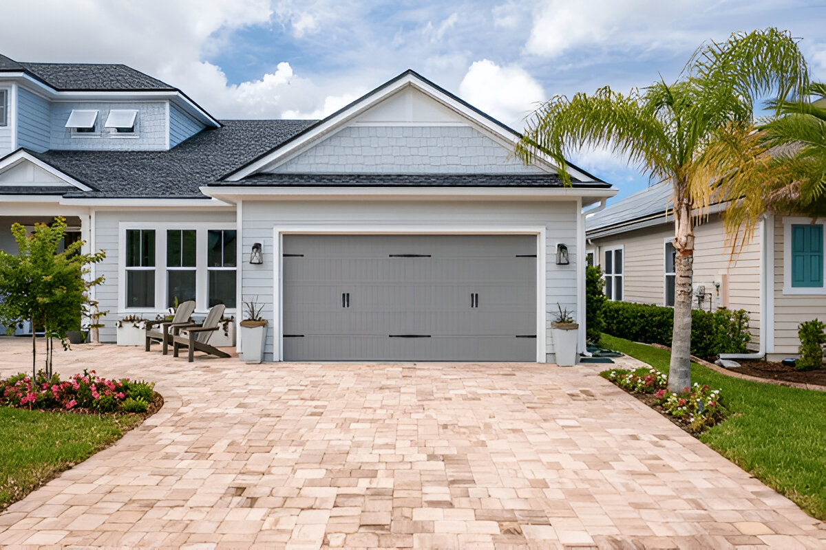 New home with a freshly installed garage door