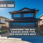 Modern home with insulated garage door under sunny Houston skies, highlighting the best garage door type for heat protection.