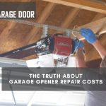 Garage opener repair technician fixing an overhead unit, highlighting real service and repair costs.