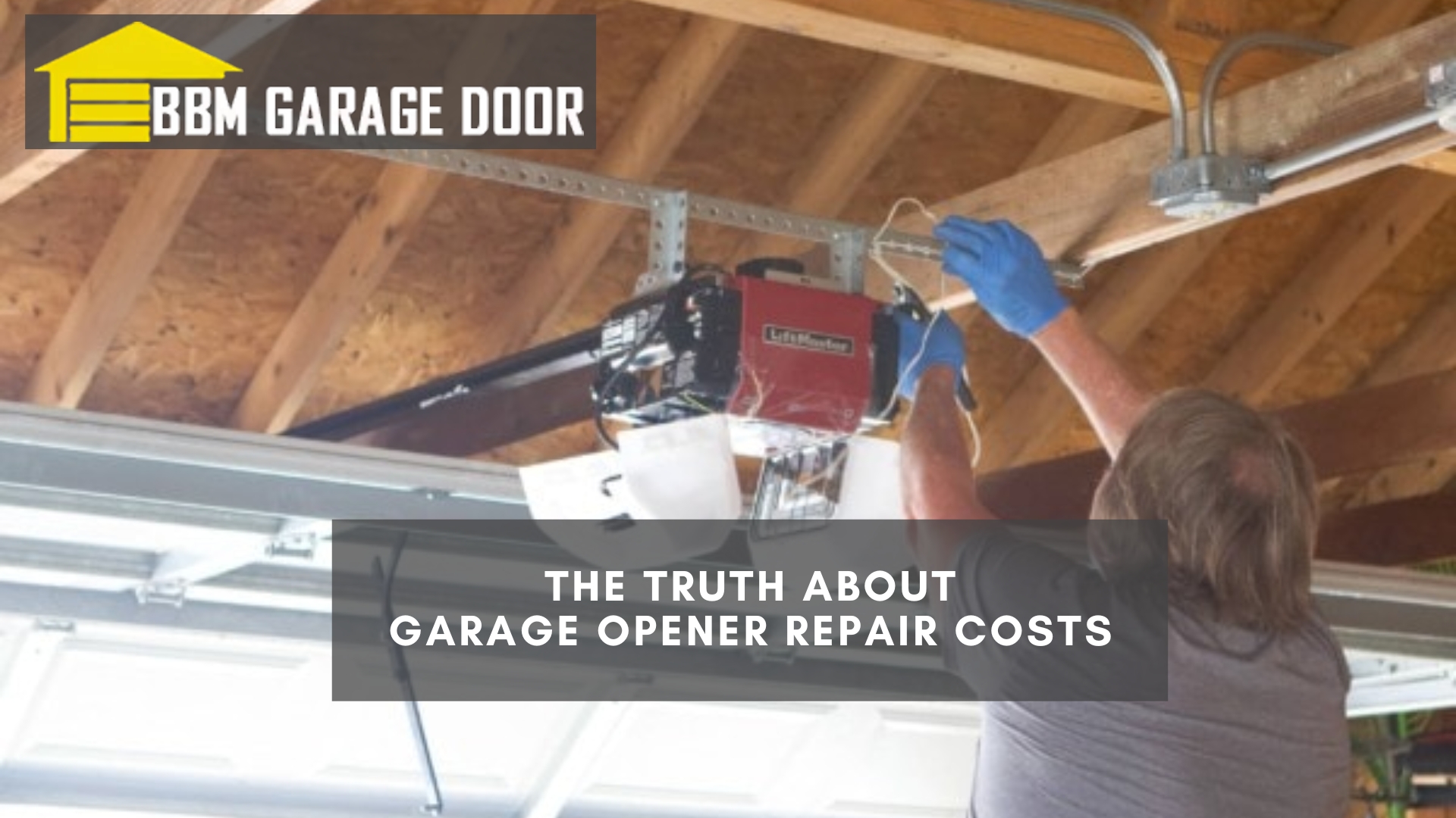 Garage opener repair technician fixing an overhead unit, highlighting real service and repair costs.