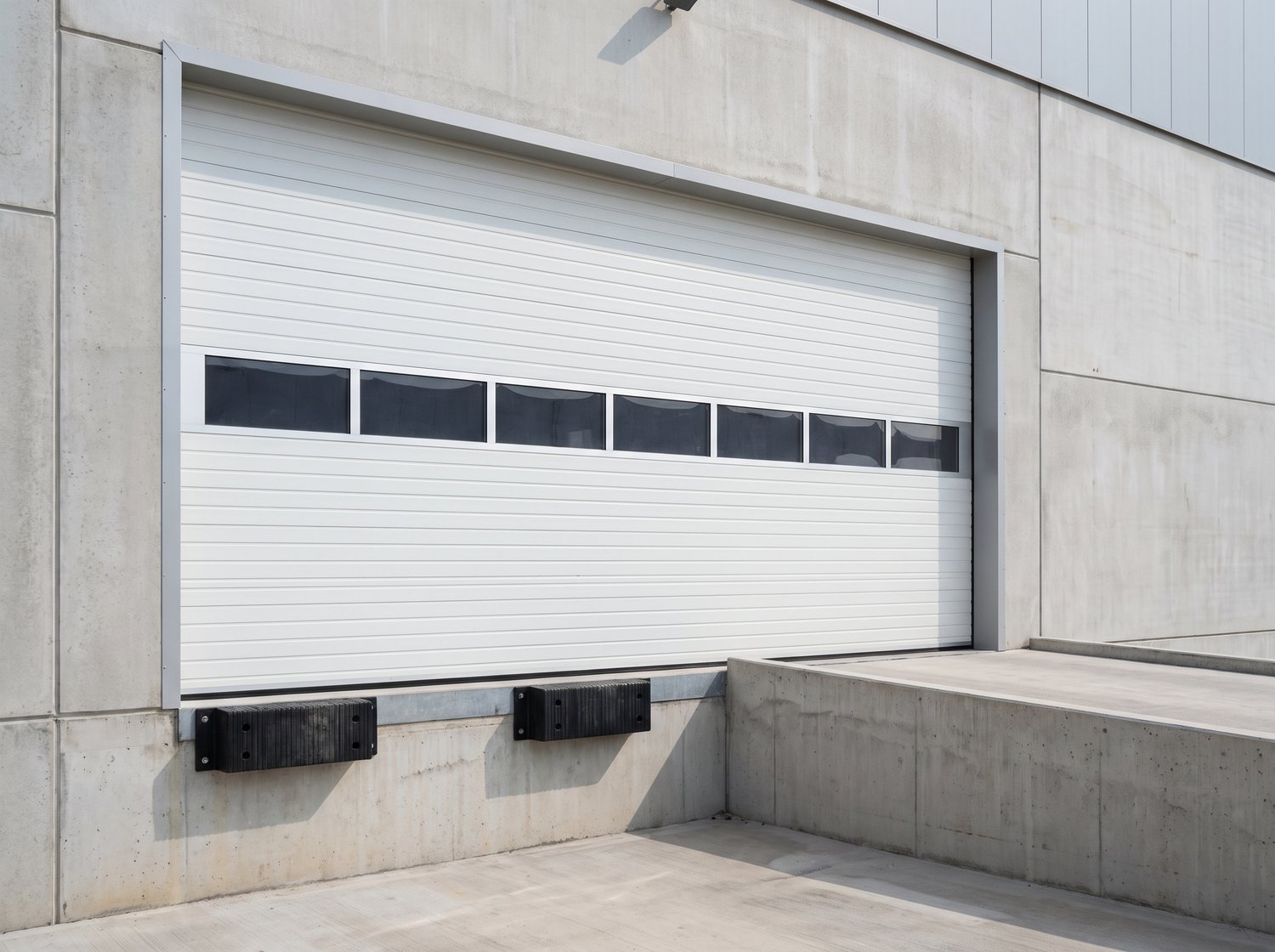 Sectional commercial dock door on a Houston loading bay serviced by BBM